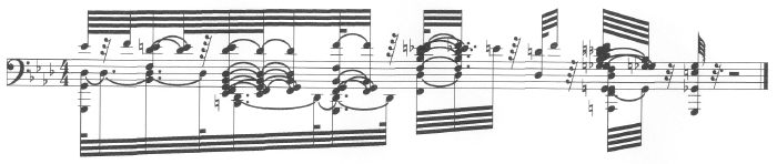 Segment of a whale song transcribed into notation, by John D. Casnig.